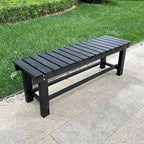 Outdoor Garden Bench, 3-Person Wood Patio Bench Weatherproof Outdoor Backless - Image 8