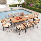 Tangkula 9-Piece Patio Dining Set, Outdoor Acacia Wood Dining Table - Image 2