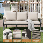 HOMREST Outdoor Couch Aluminum Patio Furniture Sofa, 3-Seat All-Weather Metal - Image 4