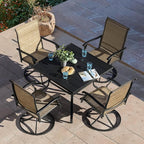 NUU GARDEN Outdoor Patio Dining Set, 4 Swivel Textilene Dining Chairs and 37" - Image 3