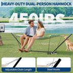 Double Hammock with Heavy-Duty Steel Stand, 2 Person Portable Hammock, 450LBS - Image 3