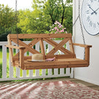 Backyard Discovery 55" Cedar Wood Farmhouse Outdoor Porch Swing Bench - Image 3