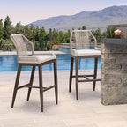 PURPLE LEAF Patio Bar Stool Bar Height Set of 2 Outdoor Rattan Chairs - Image 3