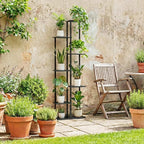 Plant Stand Indoor 7 Tier 8 Potted Metal Wood Plant Shelf - Image 6