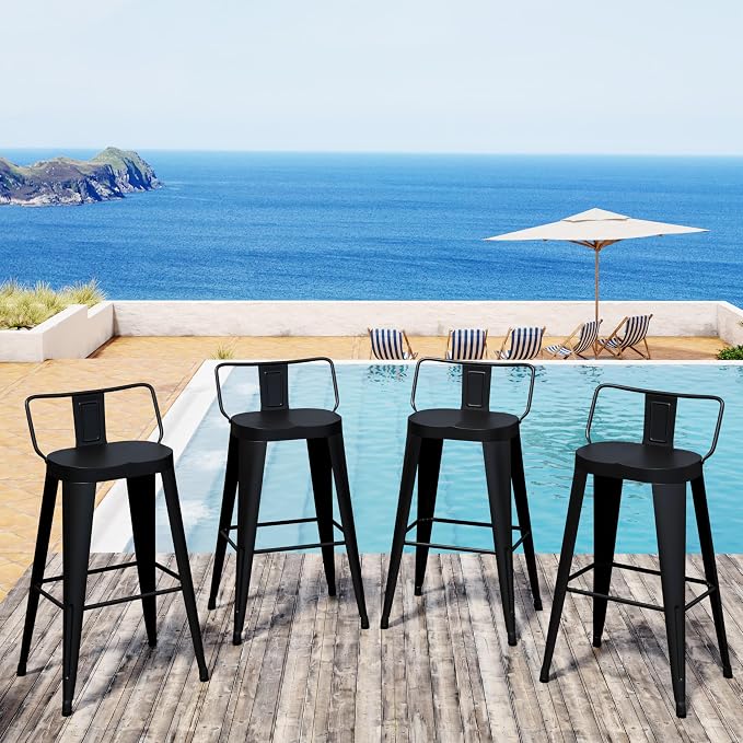 Aklaus Metal Bar Stools Set of 4 Counter Height Bar Stools - Image 7