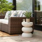 Glitzhome Outdoor Side Table, Heavy Duty Indoor Outdoor Round Planter Stand - Image 2