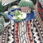 Garden 4 you End Table 2 PCS Metal Side Table Dark Blue Round Folding Tray Cyan - Image 7