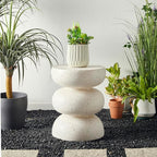 Glitzhome Outdoor Side Table, Heavy Duty Indoor Outdoor Round Planter Stand - Image 4