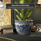 18" Ladies Blue & White Porcelain Fishbowl - Image 5