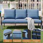 HOMREST Outdoor Couch Aluminum Patio Furniture Sofa, 3-Seat All-Weather Metal - Image 4