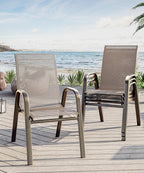 Outdoor Stackable Dining Chairs Set of 4, High-Back Patio Stacking Chairs by Unknown