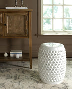 Safavieh Castle Gardens Collection Stella Nail Head White Glazed Ceramic Garden - Image 3