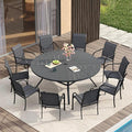 VICLLAX Patio Table and Chair Set of 10, All Weather Metal Round Outdoor Dining by HOME