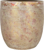 Creative Co-Op Embossed Textured Stoneware Planter, Metallic Gold - Image 4