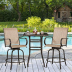 Yaheetech Patio Swivel Barstools Outdoor Chairs Set of 4, High Bistro Stools - Image 4