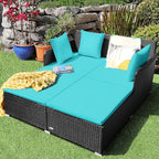HAPPYGRILL Outdoor Rattan Daybed Patio Loveseat Sofa Set - Image 4
