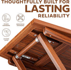 Melino Wooden Folding Outdoor Side Table 18x16x16 in, FSC Certified Acacia Wood - Image 9