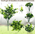 20 Bundles Artificial Greenery Boxwood Plants, Fake Plant - Image 2