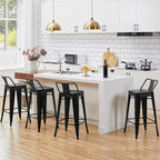 Yaheetech Bar Stools Set of 4, Metal Counter Height Chairs, 26 Inch Industrial - Image 2