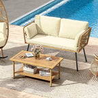 DWVO 2 Pieces Patio Furniture Set, All-Weather Wicker Rattan Loveseat - Image 2