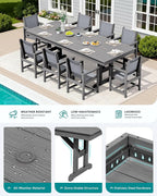 SERWALL 9 Piece Outdoor Dining Set - Image 4