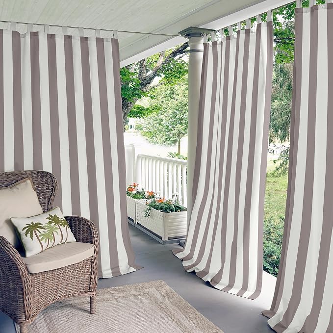 Elrene Home Fashions Highland Stripe Indoor/Outdoor Curtain Panel, 50 inches X by ElreneHomeFashions