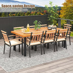 Tangkula 9 Pieces Patio Dining Set, Outdoor Acacia Wood Table and Chairs - Image 3