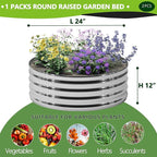 2PCS 2x2x1FT Galvanized Raised Garden Bed Kit, Vegetable Boxes-Round Metal - Image 2