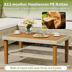 Devoko Patio Furniture Set 3 Piece Outdoor Sectional Sofa Hollow Rattan Patio - Image 4