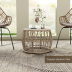 Furniture of America Ysar Boho Rattan Round Coffee Table Outdoor - Image 3