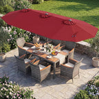 Tangkula 9 Pieces Rattan Outdoor Dining Set - Image 2