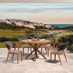 PURPLE LEAF 5 Pieces Oversize Round Outdoor Dining Set Patio Dining Furniture by PURPLELEAF