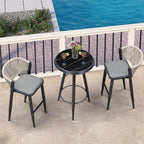 PURPLE LEAF Outdoor Round Table Patio Bar Height Table Pub Dining Table by PURPLELEAF
