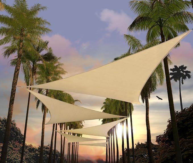 Amgo Custom Size 25' x 25' x 25' Beige Triangle Sun Shade Sail Order to Make by Amgo