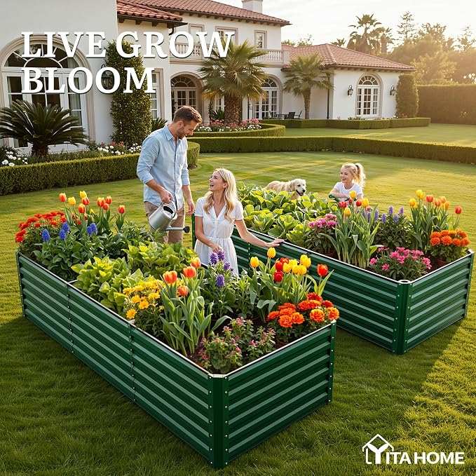 YITAHOME 8x4x2ft Large Raised Garden Bed Kit, Galvanized Metal Planter Box - Image 3