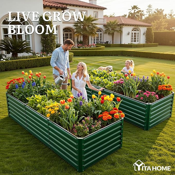 YITAHOME 4pcs 8x4x2 ft Galvanized Raised Garden Bed Kit, Large Metal Planter Box - Image 3
