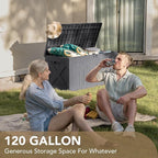 Devoko 120 Gallon Deck Box Resin Outdoor Storage Box Waterproof - Image 3