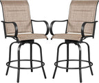 Yaheetech 2 Piece Patio Swivel Bar Stools Texteline Bistro Chairs by Yaheetech