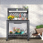 Yaheetech Potting Bench Table Outdoor Garden Potting Table Wooden Workstation - Image 7