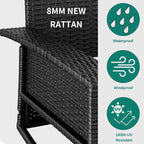 YITAHOME 3-Seats Outdoor Hanging Porch Swing Chair Rattan Black Wicker Patio - Image 6