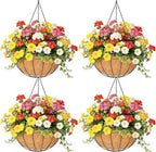 4 Pack 16 Inch Hanging Planters Outdoor Metal Hanging Flower Baskets by Qusuxi