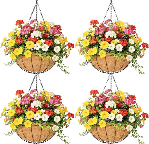 4 Pack 8 Inch Hanging Baskets for Plants Outdoor Metal Hanging Planter Hanging by Qusuxi