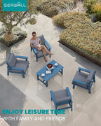 SERWALL Outdoor Patio Furniture Set, 5 Piece HDPE Patio Conversation Sets - Image 9