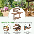 Yaheetech Potting Bench Table Outdoor Garden Horticulture Wooden Workstation - Image 4