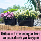 LaLaGreen Outdoor Plants Rail Planter Black Metal Iron Hanging Flower Oval Pots - Image 9