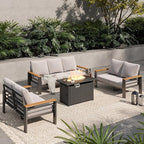 Aoxun Aluminum Outdoor Patio Furniture Set, 7 Seats Outdoor Sectional by Aoxun