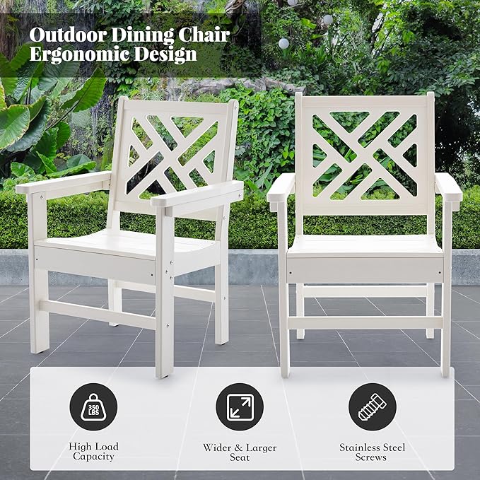 HDPE Dining Table Set for 6, 7-Piece Outdoor Table and Chairs Include 6 Dining - Image 5