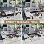 Sophia & William 6 Pieces Patio Furniture Set, Outdoor Metal Sectional Sofa - Image 6