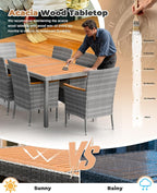 Flamaker 7 Piece Patio Dining Set Outdoor Acacia Wood Table and Chairs - Image 6