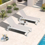 PURPLE LEAF Outdoor Chaise Lounge Chairs Set of 2 White Aluminum Lounge Chair by PURPLELEAF